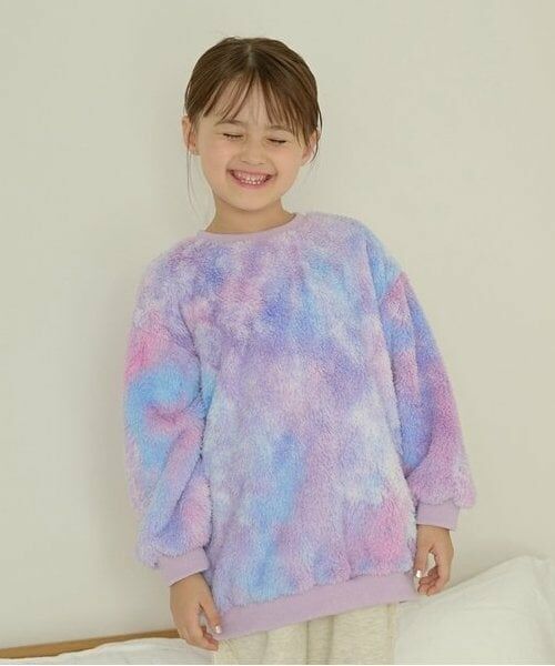 Lycee mine / リセマイン スウェット | 【ふわふわボア】タイダイ染めチュニック丈トップス（パープル）