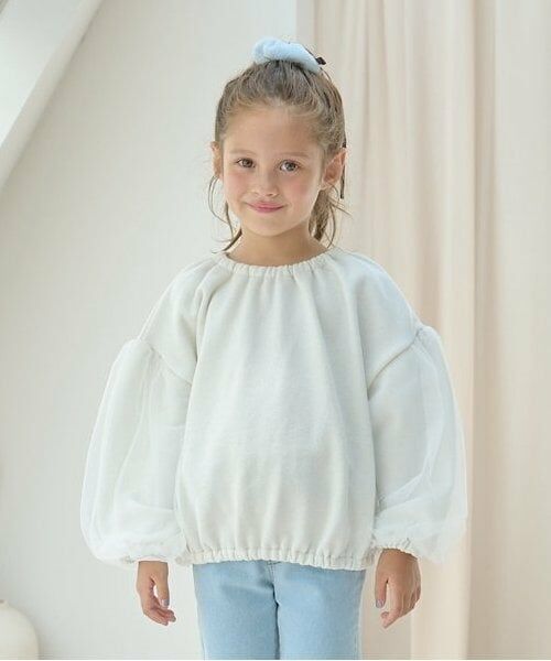 Lycee mine / リセマイン スウェット | 【裏起毛裏毛】ぷっくりシルエットチュール袖プルオーバー（オフホワイト）