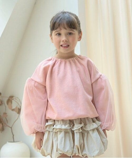 Lycee mine / リセマイン スウェット | 【裏起毛裏毛】ぷっくりシルエットチュール袖プルオーバー（ピンク）