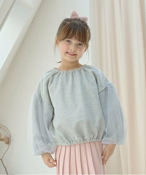 Lycee mine / リセマイン スウェット | 【裏起毛裏毛】ぷっくりシルエットチュール袖プルオーバー（トップグレー）