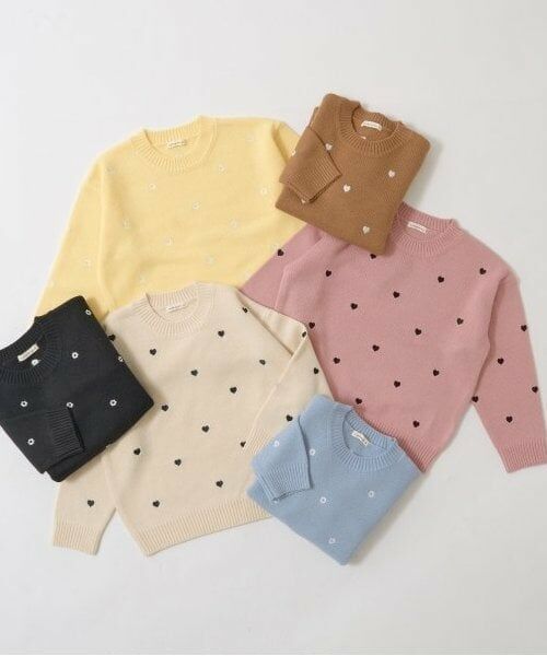 Lycee mine / リセマイン ニット・セーター | ハート&フラワー総柄刺しゅうアソートセーター | 詳細1