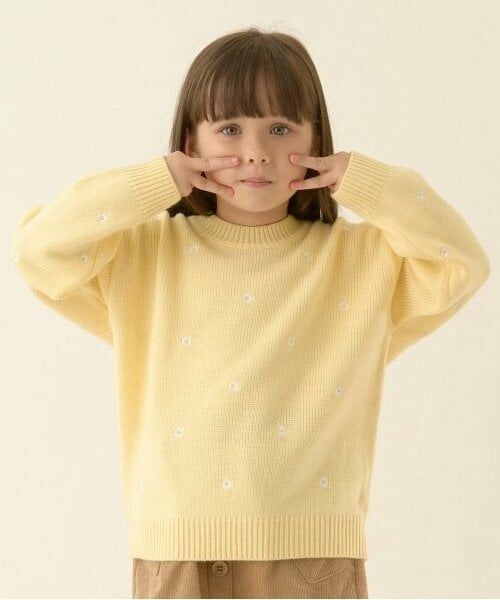 Lycee mine / リセマイン ニット・セーター | ハート&フラワー総柄刺しゅうアソートセーター（クリーム）