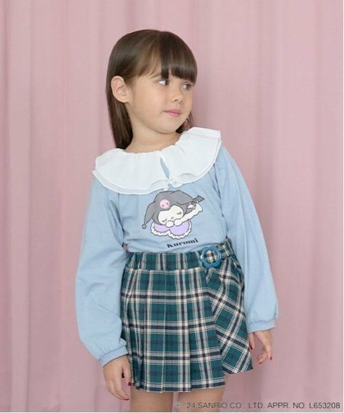 Lycee mine / リセマイン Tシャツ | 【サンリオキャラクターズ】【どちらが前でもOK!】シアー衿付きAラインプリントTシャツ（ブルー グレー）