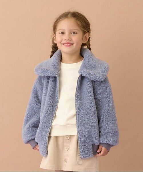 Lycee mine / リセマイン ブルゾン | 【万能アウター】丸衿ボアブルゾン（ブルー グレー）