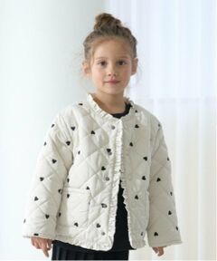 Lycee mine / リセマイン ブルゾン | ノーカラーハート刺しゅうブルゾン