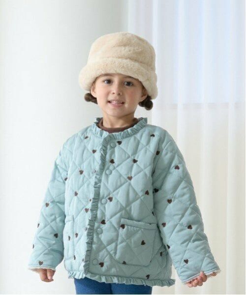 Lycee mine / リセマイン ブルゾン | ノーカラーハート刺しゅうブルゾン（ミント）