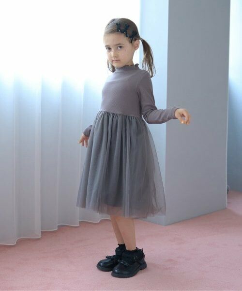 Lycee mine / リセマイン ミニ丈・ひざ丈ワンピース | チュールドッキングワンピース（チャコール）
