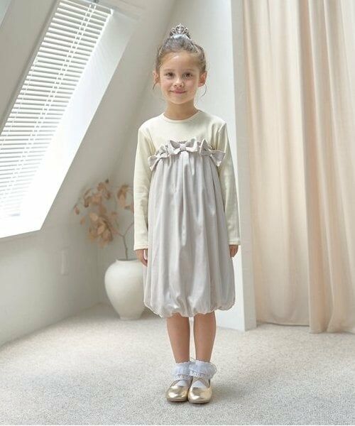 Lycee mine / リセマイン ミニ丈・ひざ丈ワンピース | 【あったかアイテム】ドッキングバルーンワンピース（グレージュ）
