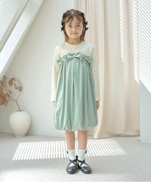 Lycee mine / リセマイン ミニ丈・ひざ丈ワンピース | 【あったかアイテム】ドッキングバルーンワンピース（ミント）