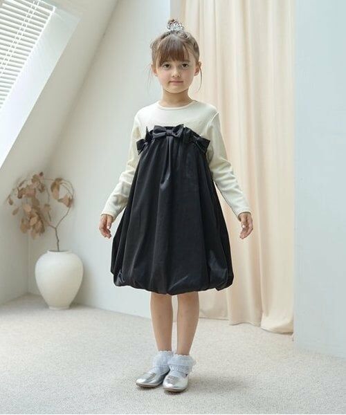 Lycee mine / リセマイン ミニ丈・ひざ丈ワンピース | 【あったかアイテム】ドッキングバルーンワンピース（黒）