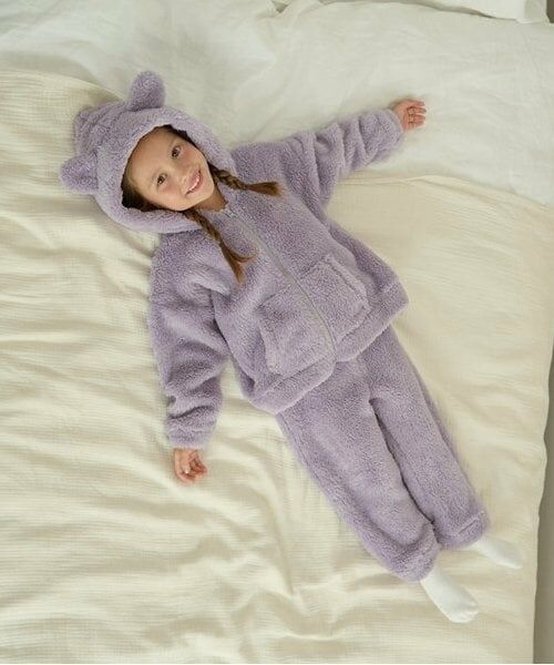 Lycee mine / リセマイン パーカー | 【ルームウェア】【ふわふわボア】うさぎ&ねこパーカー&パンツセット（ラベンダー）