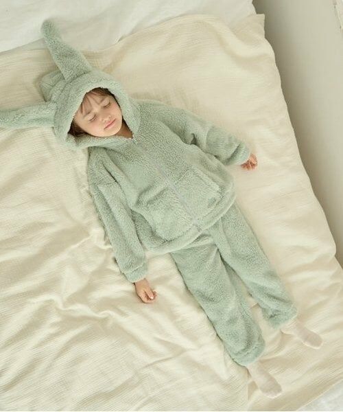 Lycee mine / リセマイン パーカー | 【ルームウェア】【ふわふわボア】うさぎ&ねこパーカー&パンツセット（ミント）