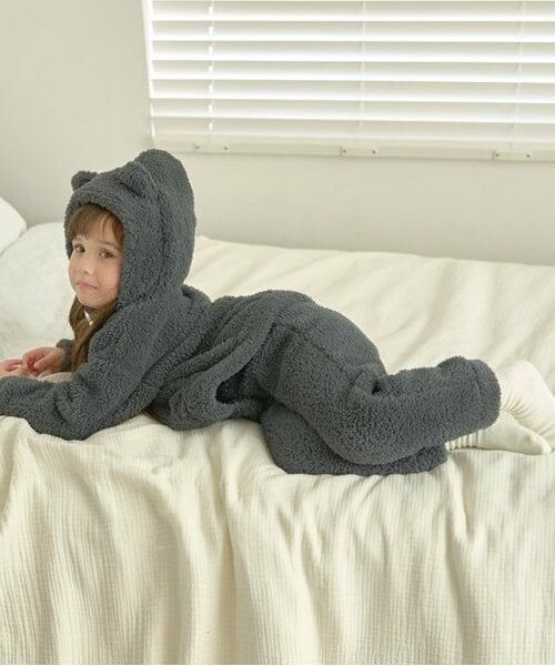 Lycee mine / リセマイン パーカー | 【ルームウェア】【ふわふわボア】うさぎ&ねこパーカー&パンツセット（チャコール）