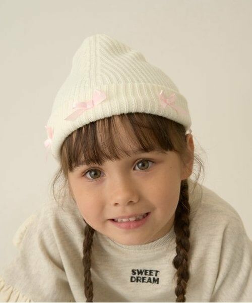 Lycee mine / リセマイン ニットキャップ | リボン・お花アソートニットキャップ（オフ ホワイト）