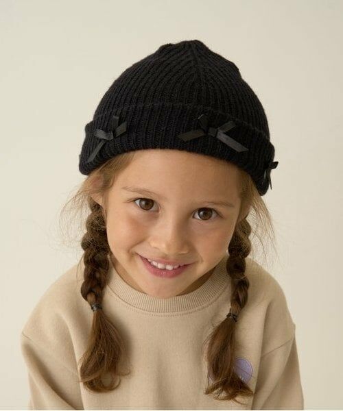 Lycee mine / リセマイン ニットキャップ | リボン・お花アソートニットキャップ（黒）