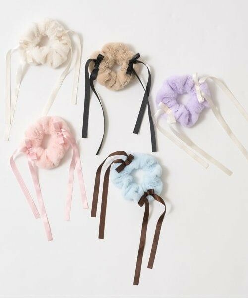 Lycee mine / リセマイン ヘアゴム・シュシュ | リボン付きフェイクファーシュシュ | 詳細1