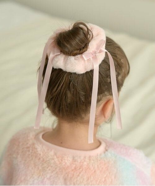 Lycee mine / リセマイン ヘアゴム・シュシュ | リボン付きフェイクファーシュシュ（モデレート ピンク）