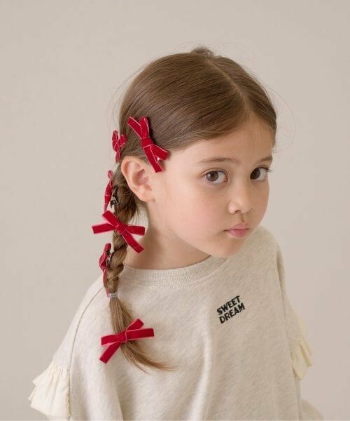 Lycee mine / リセマイン ヘアピン | ベロアリボンヘアクリップ6Pセット（赤）