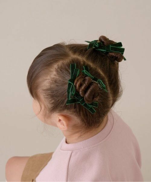 Lycee mine / リセマイン ヘアピン | ベロアリボンヘアクリップ6Pセット（モスグリーン）