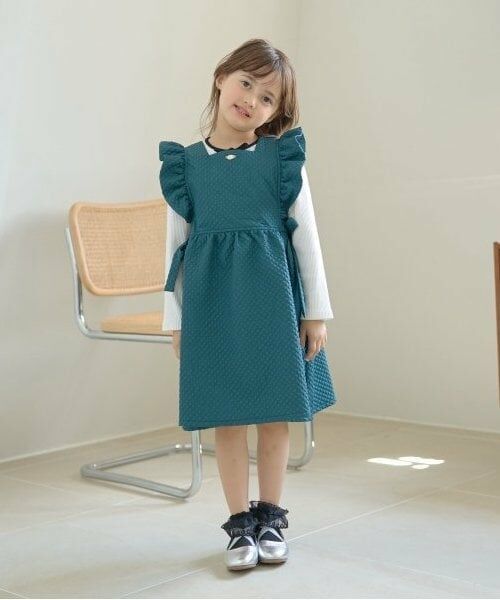 Lycee mine / リセマイン ミニ丈・ひざ丈ワンピース | 【オケージョン】フリルエプロンワンピース（モスグリーン）