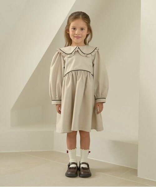 Lycee mine / リセマイン ミニ丈・ひざ丈ワンピース | 【オケージョン】外せる衿付きワンピース（薄ベージュ）
