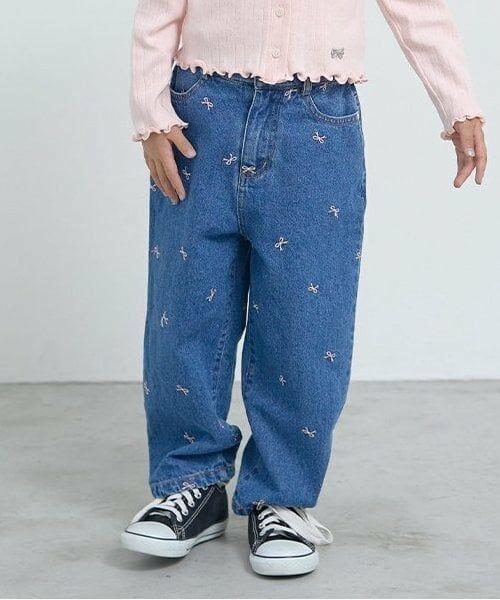 Lycee mine / リセマイン その他パンツ | 【LOVE DENIM】アソート刺しゅう総柄ストレートパンツ（ブルー）