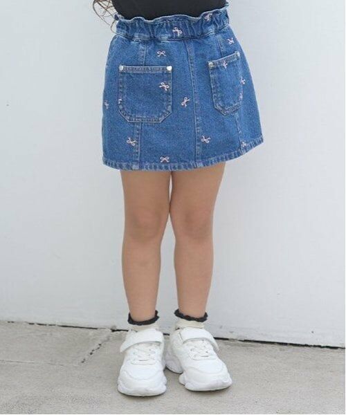 Lycee mine / リセマイン ショート・ハーフ・半端丈パンツ | 【LOVE DENIM】アソート刺しゅう総柄スカパン（ブルー）