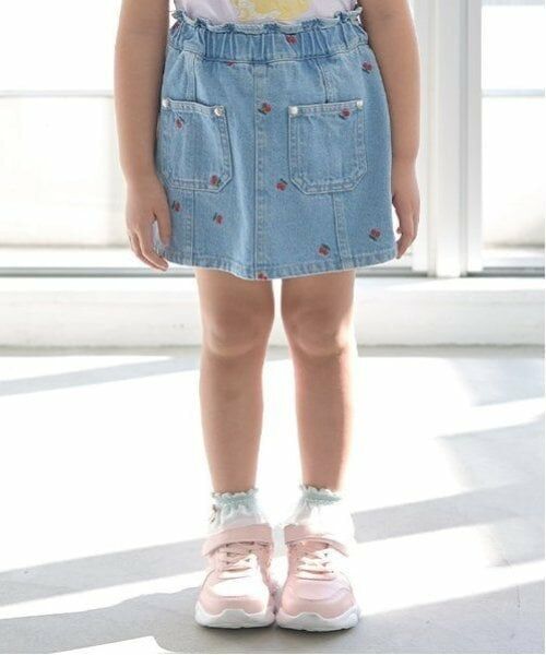 Lycee mine / リセマイン ショート・ハーフ・半端丈パンツ | 【LOVE DENIM】アソート刺しゅう総柄スカパン（サックス）