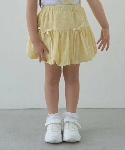 Lycee mine / リセマイン ショート・ハーフ・半端丈パンツ | 【セットアップ可能】リボン付きバルーンスカート（レモンイエロー）