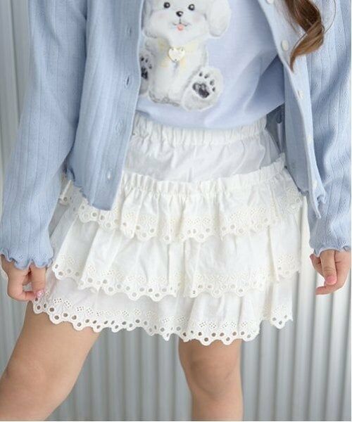 Lycee mine / リセマイン ショート・ハーフ・半端丈パンツ | チェリーコットンレースティアードスカパン | 詳細8