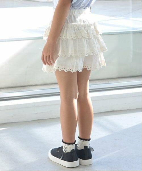 Lycee mine / リセマイン ショート・ハーフ・半端丈パンツ | チェリーコットンレースティアードスカパン（アイボリー）