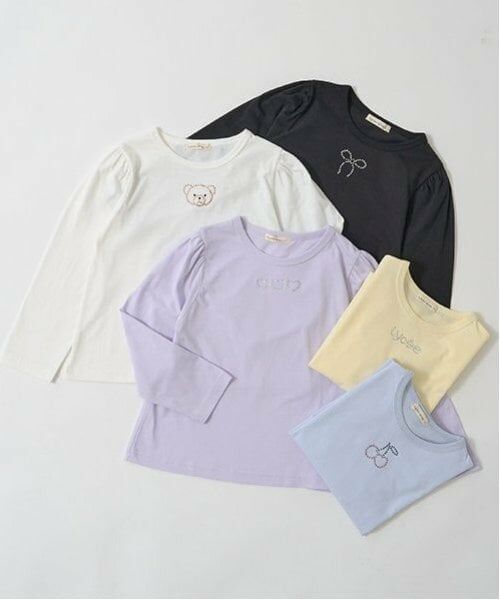 Lycee mine / リセマイン Tシャツ | 【ソフトコットン】アソートラインストーンモチーフパフAラインTシャツ | 詳細1