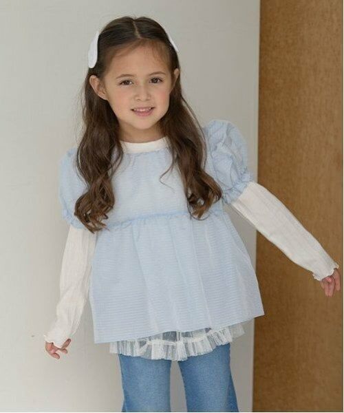 Lycee mine / リセマイン Tシャツ | シアーブラウスドッキングトップス（ライト ブルー）