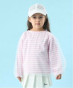 Lycee mine / リセマイン Tシャツ | 【ソフトコットン】チュール重ねボーダーボートネックTシャツ