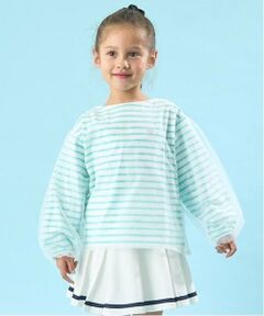 Lycee mine / リセマイン Tシャツ | 【ソフトコットン】チュール重ねボーダーボートネックTシャツ