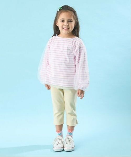 Lycee mine / リセマイン Tシャツ | 【ソフトコットン】チュール重ねボーダーボートネックTシャツ | 詳細12