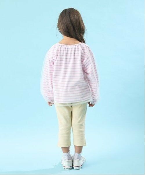 Lycee mine / リセマイン Tシャツ | 【ソフトコットン】チュール重ねボーダーボートネックTシャツ | 詳細14