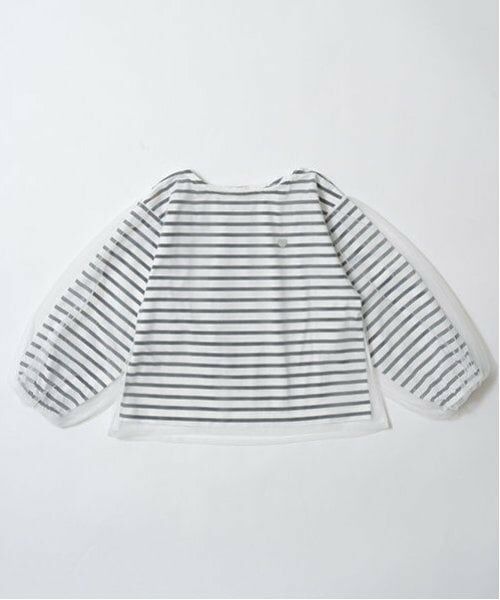Lycee mine / リセマイン Tシャツ | 【ソフトコットン】チュール重ねボーダーボートネックTシャツ | 詳細19