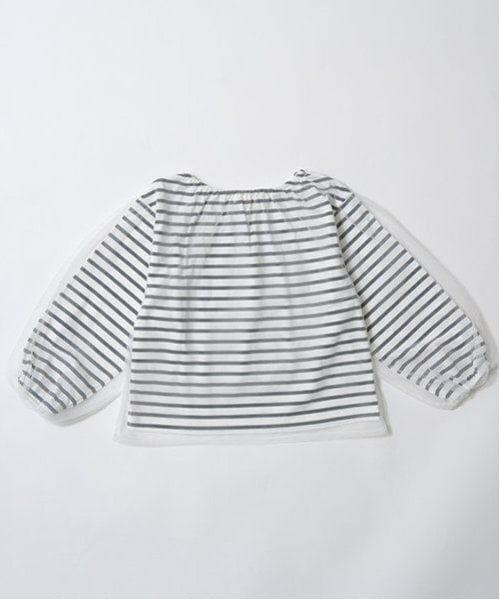 Lycee mine / リセマイン Tシャツ | 【ソフトコットン】チュール重ねボーダーボートネックTシャツ | 詳細20