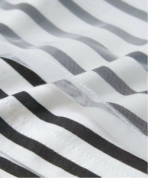 Lycee mine / リセマイン Tシャツ | 【ソフトコットン】チュール重ねボーダーボートネックTシャツ | 詳細25