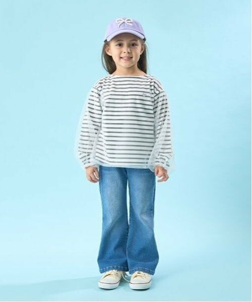 Lycee mine / リセマイン Tシャツ | 【ソフトコットン】チュール重ねボーダーボートネックTシャツ | 詳細3