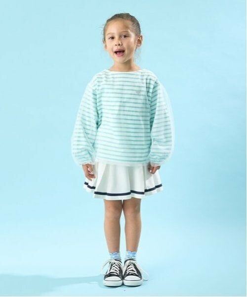 Lycee mine / リセマイン Tシャツ | 【ソフトコットン】チュール重ねボーダーボートネックTシャツ | 詳細5