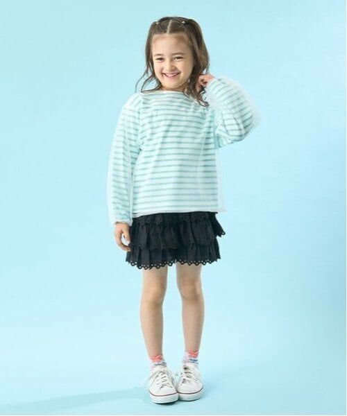 Lycee mine / リセマイン Tシャツ | 【ソフトコットン】チュール重ねボーダーボートネックTシャツ | 詳細7