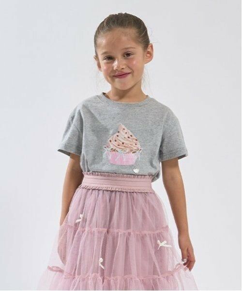 Lycee mine / リセマイン Tシャツ | 【ソフトコットン】アソートリボンモチーフプリントTシャツ（トップ グレー）