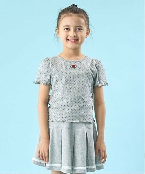 Lycee mine / リセマイン Tシャツ | 【ソフトコットン】ドットプリントミニミニパフ半袖Tシャツ（トップ グレー）