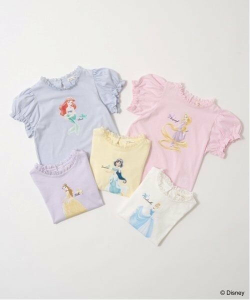 Lycee mine / リセマイン Tシャツ | 【Disney Princess】【ソフトコットン】アソートリボン付きパフTシャツ | 詳細1