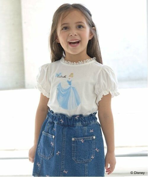 Lycee mine / リセマイン Tシャツ | 【Disney Princess】【ソフトコットン】アソートリボン付きパフTシャツ（オフ ホワイト）