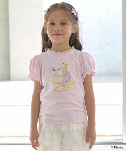 Lycee mine / リセマイン Tシャツ | 【Disney Princess】【ソフトコットン】アソートリボン付きパフTシャツ（ライト ピンク）