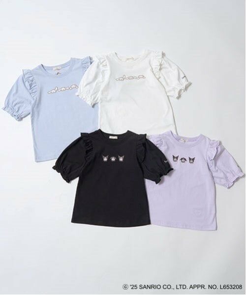 Lycee mine / リセマイン Tシャツ | 【サンリオキャラクターズ】【ソフトコットン】シナモロール&クロミアソート刺しゅう5分袖Tシャツ | 詳細1