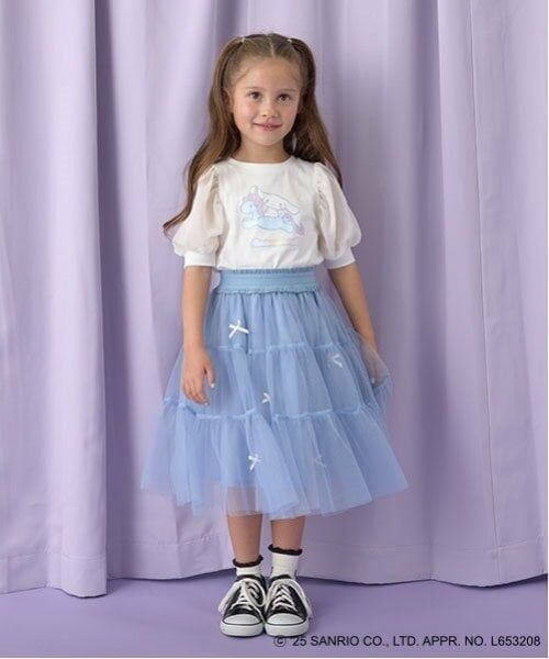 Lycee mine / リセマイン Tシャツ | 【サンリオキャラクターズ】【ソフトコットン】シナモロールオーロララメプリントパフTシャツ | 詳細10